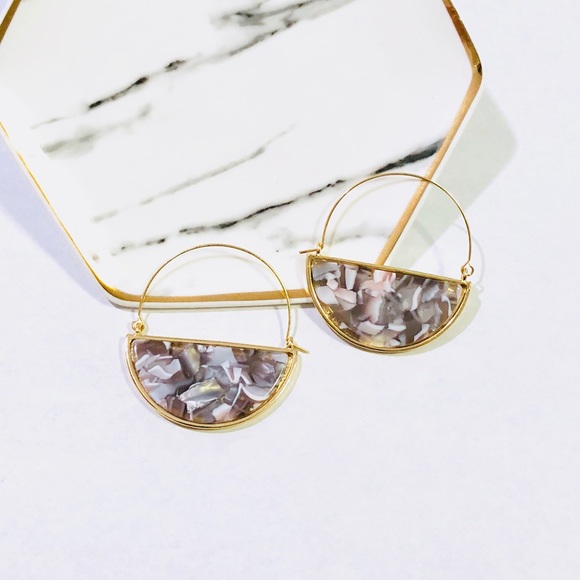 ORNAMENTAL STONE Jewelry - ALISA HALF CIRCLE HOOP DROP GRAY MULTI EARRINGS